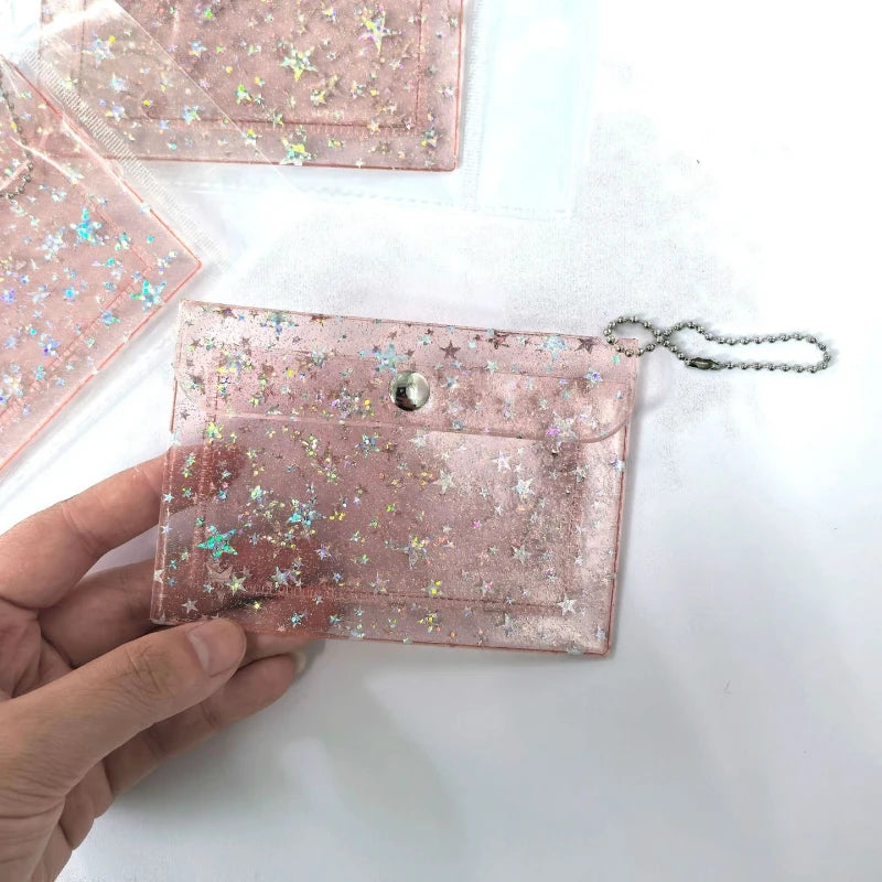 Transparent Laser Star Card Bag Mini Cute Wallet for Women Credit Card Holder Purse