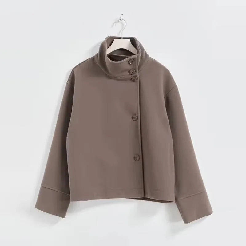 Urban Stand-Collar Woolen Coat