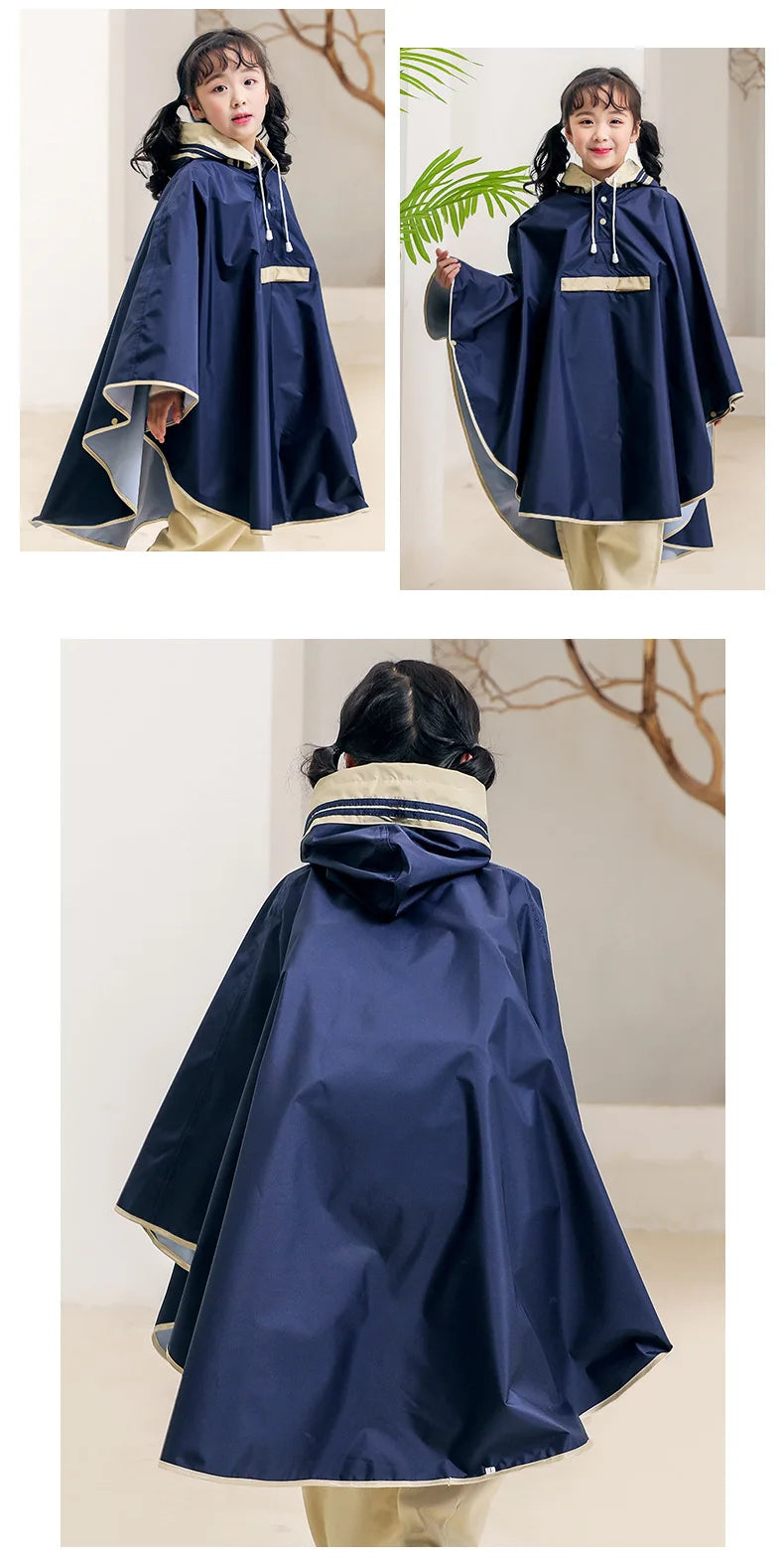 Kids' Cloak-Style Waterproof Poncho Raincoat