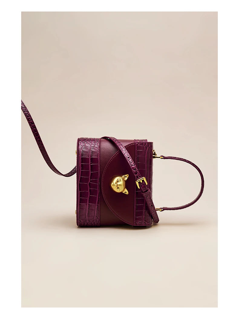BAFELLI HANDBAG 2026 WOMEN'S NEW CROSSBODY LEATHER PURSE EVENING BAG CROCODILE GRAIN DESIGNER BUCKET CAT LUXURY BRAND FASHION