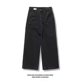 90s Retro Street Embroidery Jeans Male  R&B Solid Color Loose Straight Pants Female Y2K Harajuku Hip Hop  Punk Style  Men Jeans