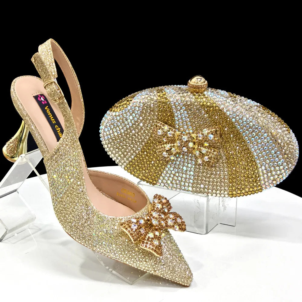 Venus Chan Pointed-Toe Heels & Handbag Set for Women