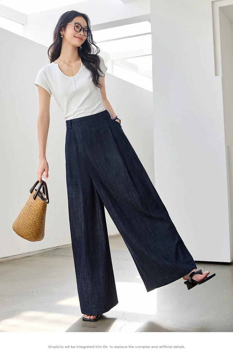 Vimly High-Waist Baggy Wide-Leg Denim Jeans for Women