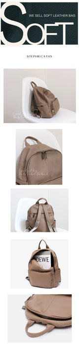 Natural Cowhide Backpack for Women&men Minimalist Design Casual Daily Versatile College Students' Shoulder Bags Travel Knapsack