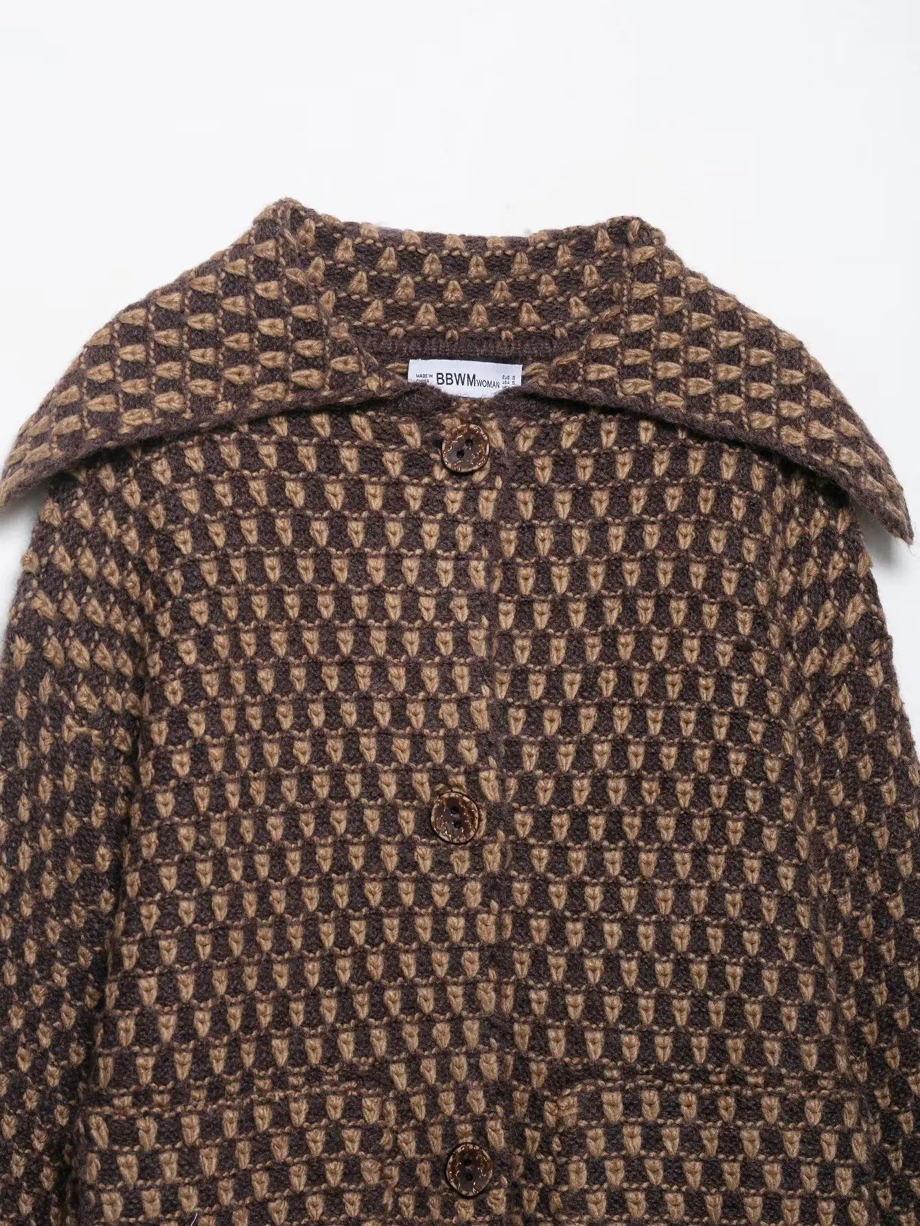 Autumn Brown Knit Cardigan - Elegant USA-Made Loose Sweater Coat