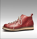 KOWM Hiking shoes men's walking boots British thick soled cowhide high top motorcycle boots ankle sneakers  casual trekking shoe