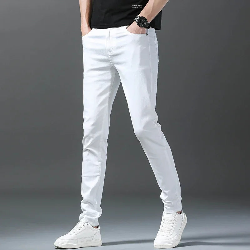 Men's Slim-Fit Cotton Jeans – Crisp White
