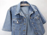 Vintage USA-Made Cropped Denim Jacket – Summer Short Sleeve Jean Top