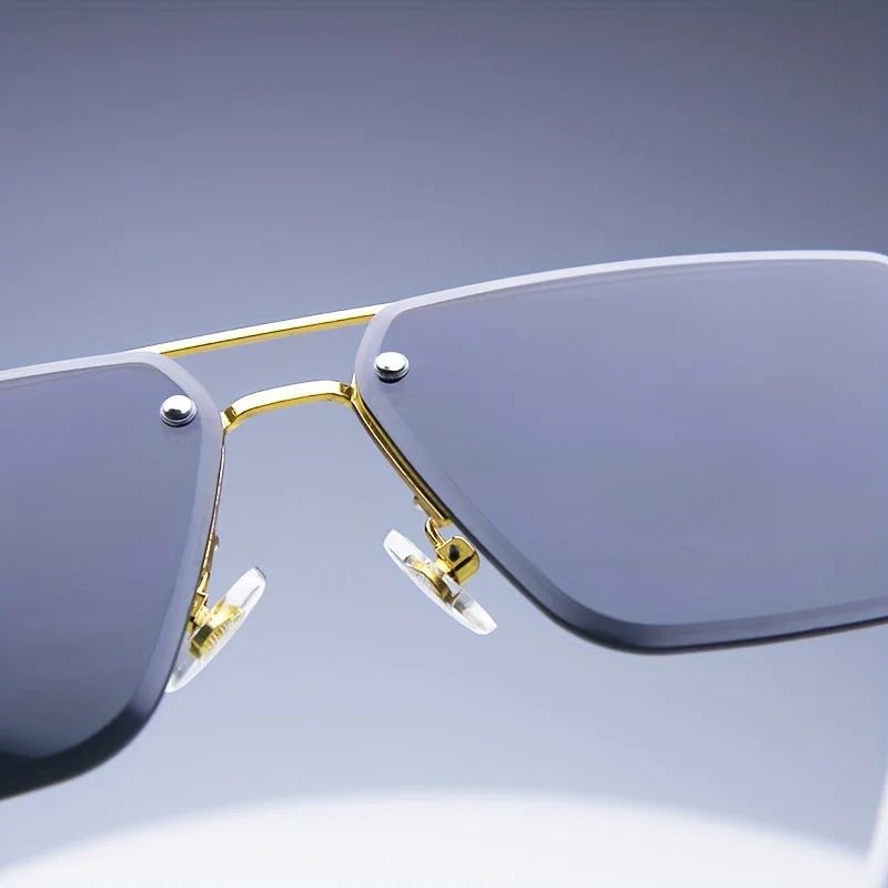 Rimless Rectangle Sunglasses – UV400 Unisex Shades