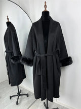 Fox Fur Trim Wool Overcoat