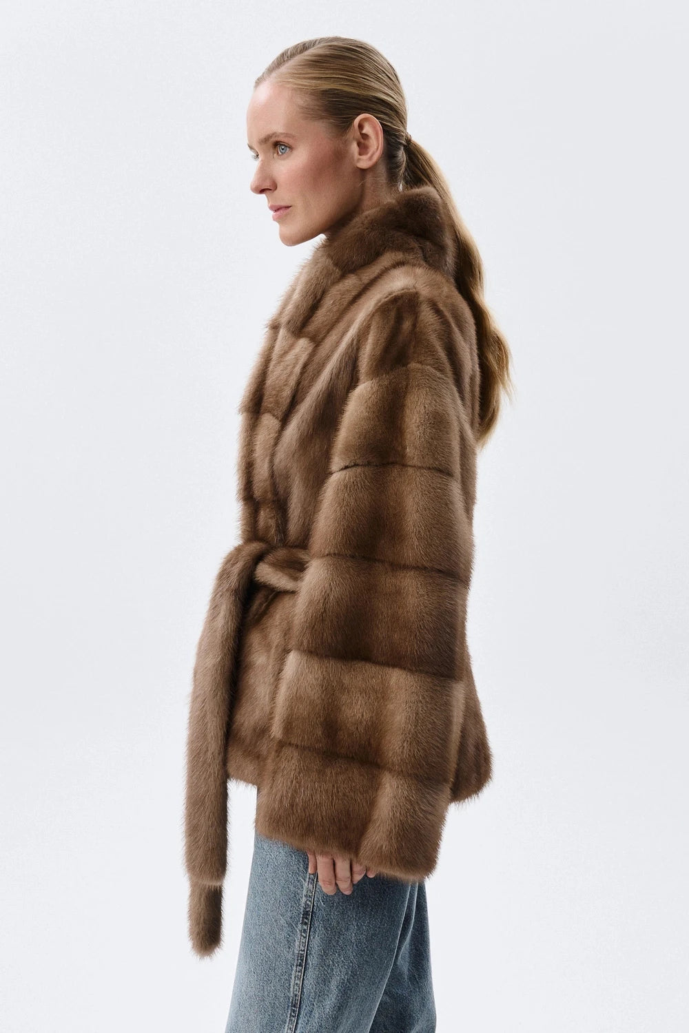 Women's Belted Faux Fur Jacket