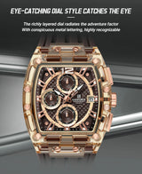 Men's Sport Chronograph – Waterproof Silicone Strap Tonneau Watch