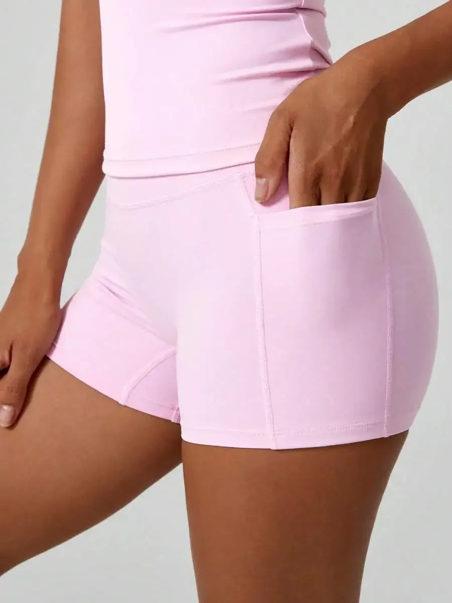 Women's Sculpting Sports Short Sleeve & High-Waist Shorts Set