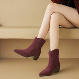 MORAZORA Size 34-44 Cow Suede Leather Western Boots Women Autumn Winter Cowboy Boots Handmade Ankle Boots For Women Shoes