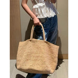 Large Handwoven Rattan Tote Bag for Women Natural Straw Beach Bag Purse Luxury Shoulder Bags Handbag Summer