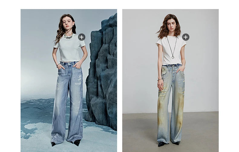 TOYOUTH Women Denim Jean 2025 Spring New Long Pants 8518053