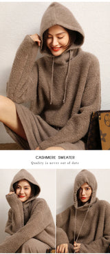 Women's Pure Cashmere Knit Beanie & Scarf Hat