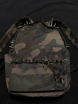 Punk Rivet Leopard Print Backpack Men's Bag Large Capacity Fashion Backpacks for Women