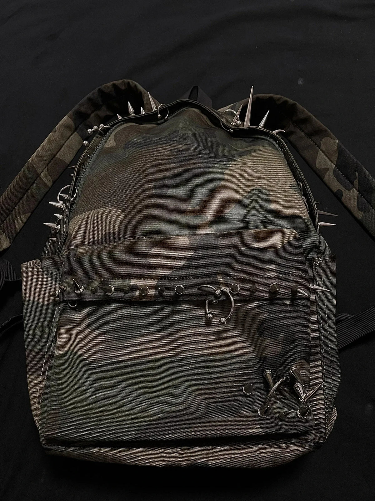 Punk Rivet Leopard Print Backpack Men's Bag Large Capacity Fashion Backpacks for Women