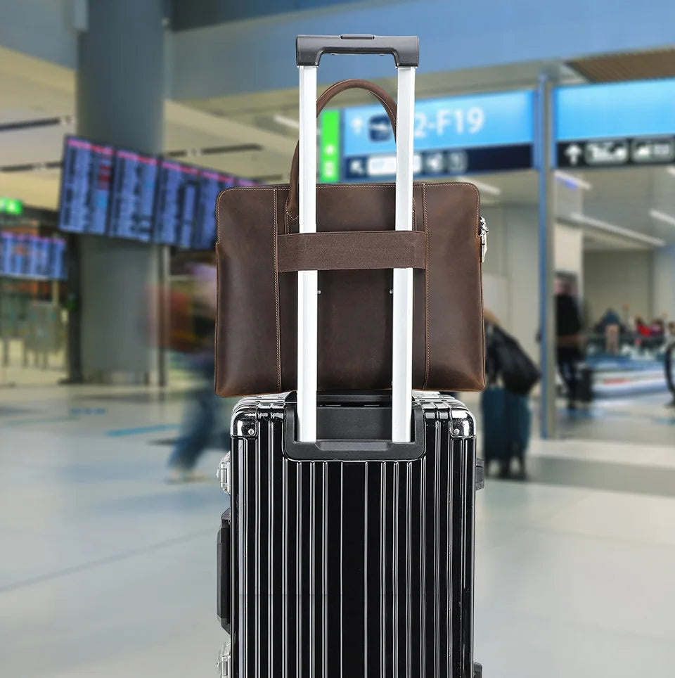 CONTACT'S Genuine Leather Men Business Bag Leather Briefcase Tote Laptop Bags High Quality Men's Bag Handbag for 14.2" Macbook
