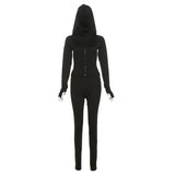 Nibber Sporty Casual 2 Piece Set Women Tracksuit Hooded Zip Crop Tops+Leggings Fitness Soft Stretch Streetwear Activity Suit