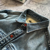 Heavyweight Stretchy Denim Shirt | Fall/Winter | 100% Cotton | Blue Washed | Thick Long-Sleeve Shirt for Men / Outerwear