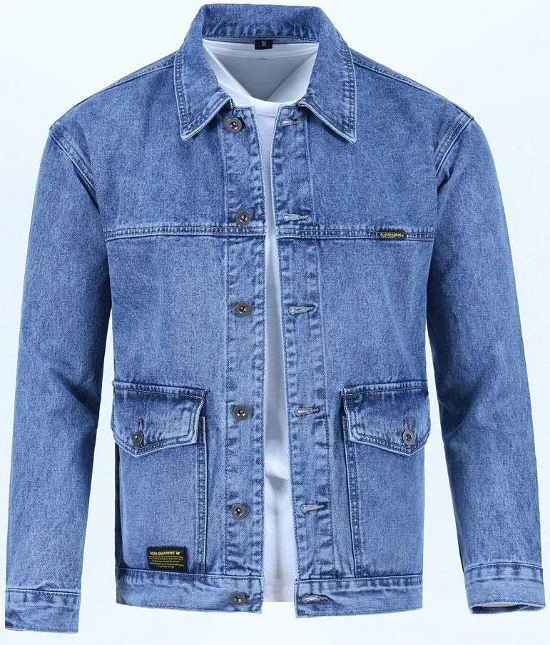Men's Stylish Blue Denim Jacket – Loose Fit Casual Y2K Jean Coat (USA Made)