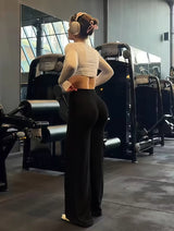 High-Waist Wide-Leg Gym Trousers