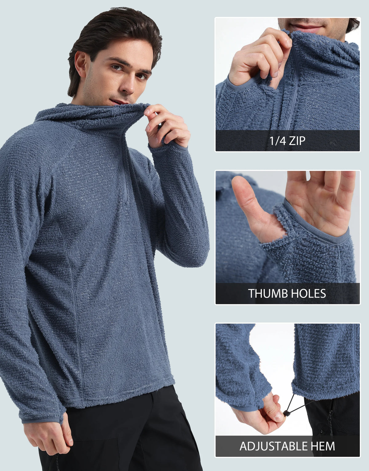 Pioneer Camp Men's Hoodies Outdoor Professional Grade Fleece Warmth Sweatshirt Zip PrimaLoft Active Evolve For Camping Hiking