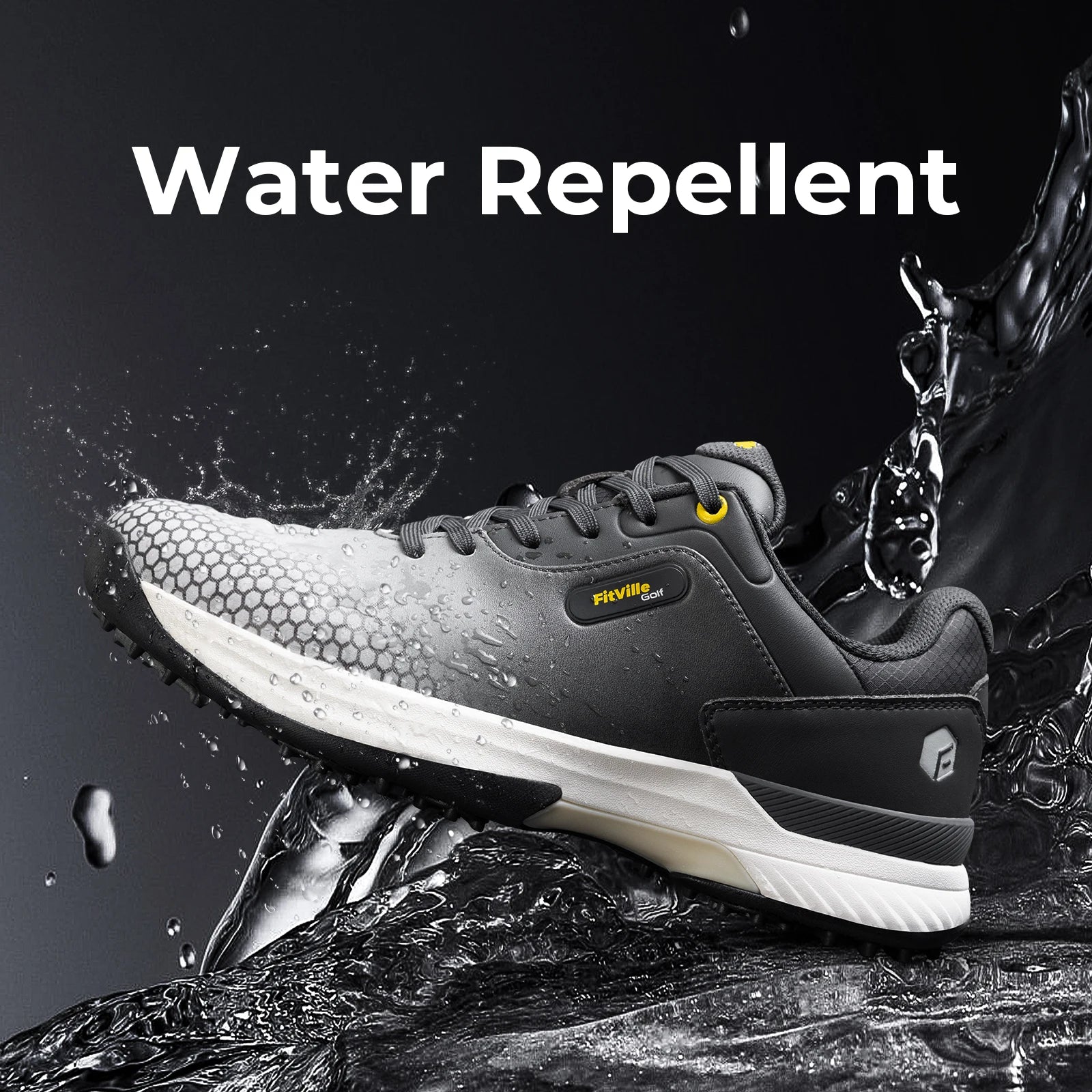 FitVille Wide Men's Golf Shoes Non-Slip Wear-Resistant Comfortable Pickleball Sports Shoes Suitable for Swollen Feet Relieve Toe