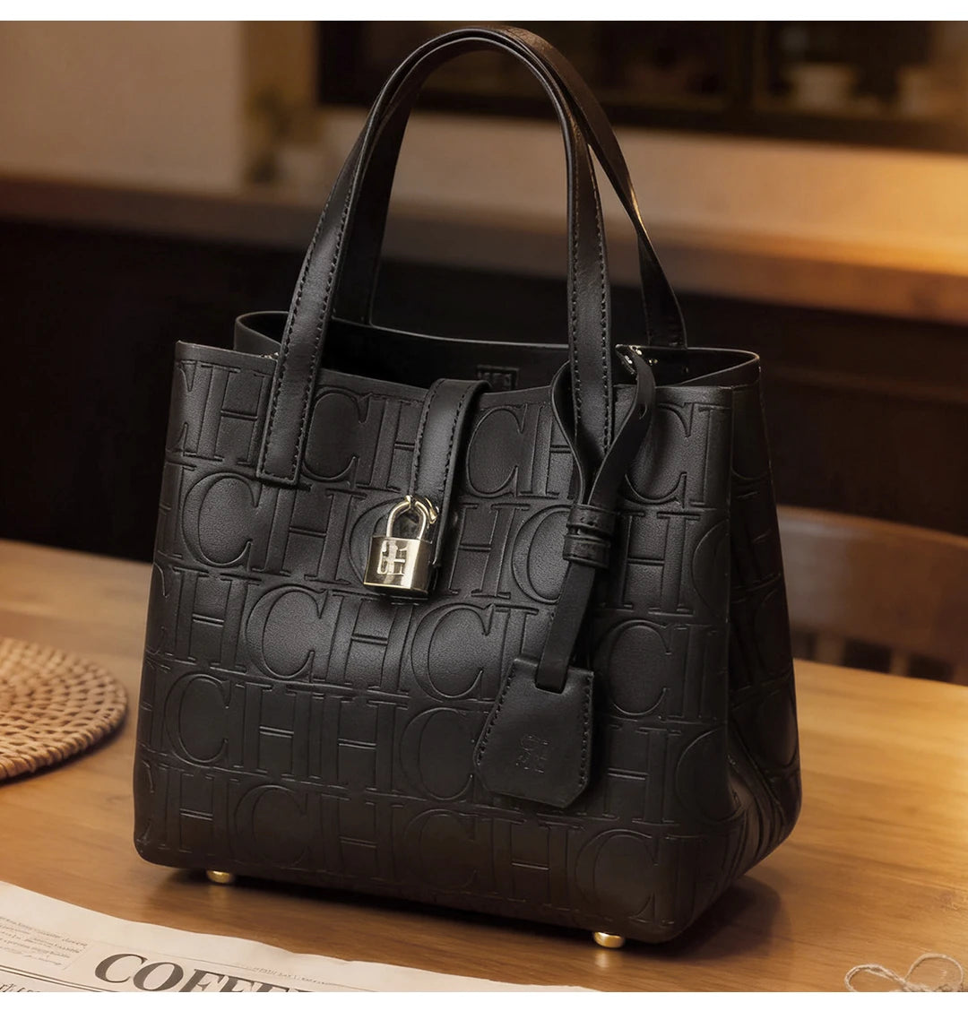 Embossed Letter Print Crossbody & Large Capacity Tote