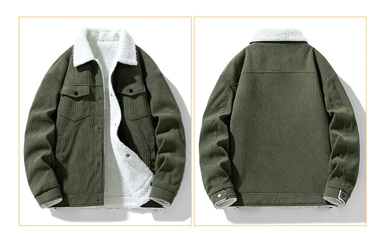 Men's Corduroy Fleece Jacket – Warm Winter Coat