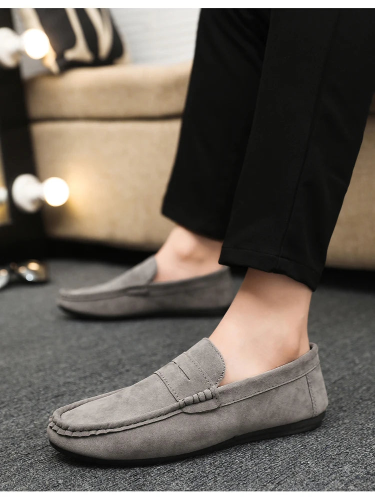 2026 Casual Men's Shoes Versatile Comfortable Work Shoes Driving Loafers Black, Grey, Khaki Three-Colour