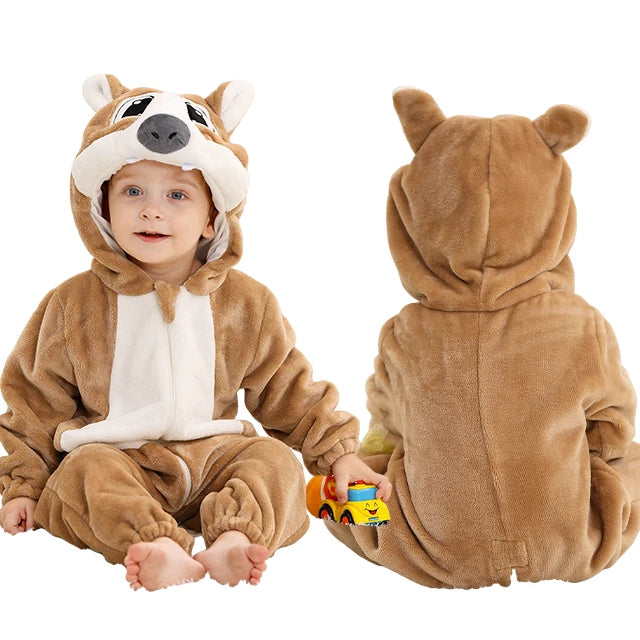 Plush Hooded Baby Winter Romper