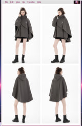 Oversized High-Collar Techwear Pullover Hoodie