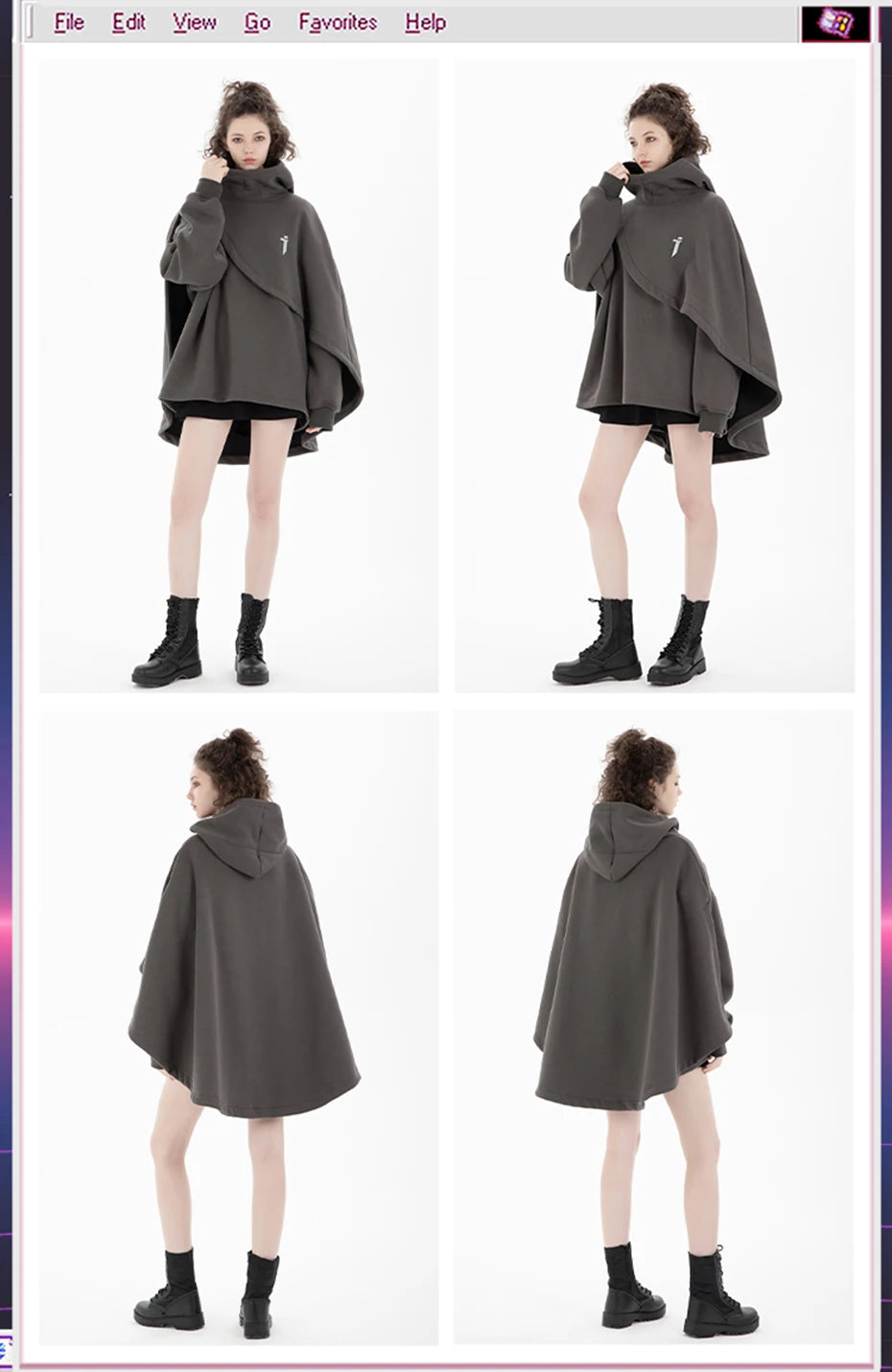 Oversized High-Collar Techwear Pullover Hoodie