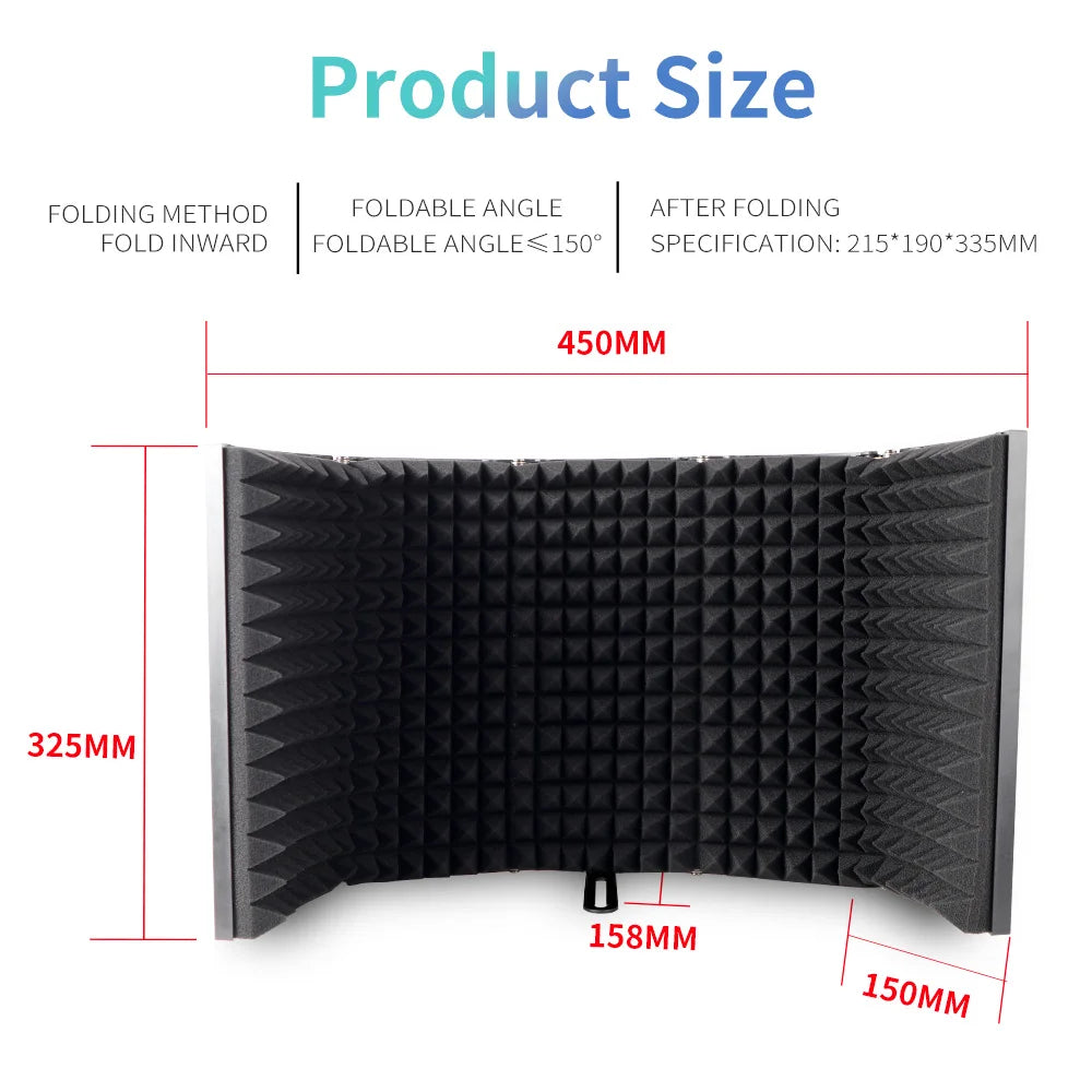 G-MARK 5 Panel Vocal Isolation Shield for Studio Recording