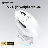 ATTACK SHARK V6  Wireless Gaming Superlight Mouse with RGB Magnetic Charging Dock,PAW3311 Sensor,Macro Gaming Mouse