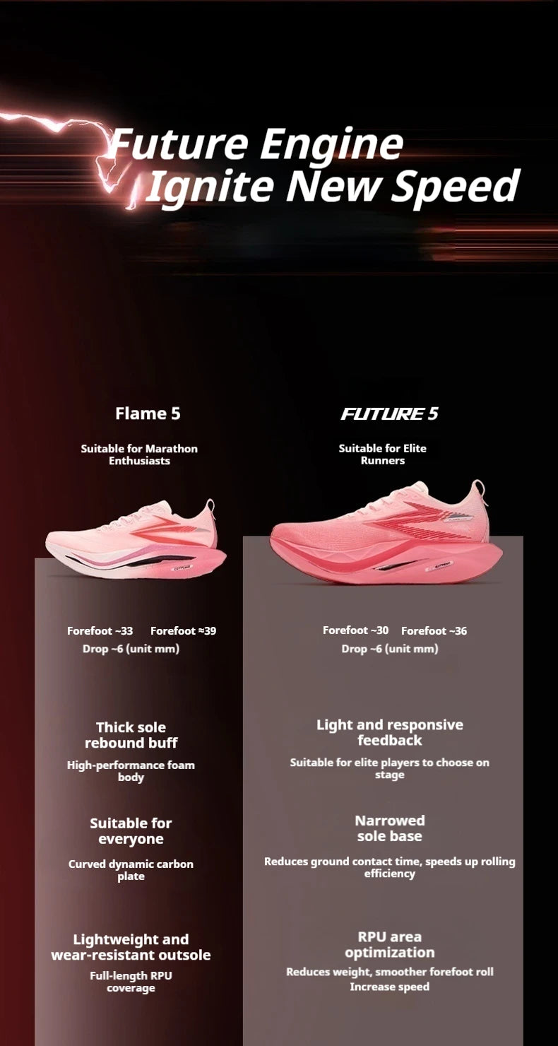 361 Degrees Flame 5 Future Running Shoes New Marathon Plate Racing Carbon Breathable Durable Cushion Stable Sneakers 672612207