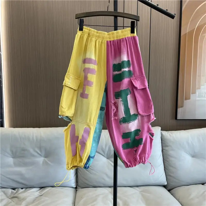 Women's Patchwork Denim Harem Pants | Streetwear