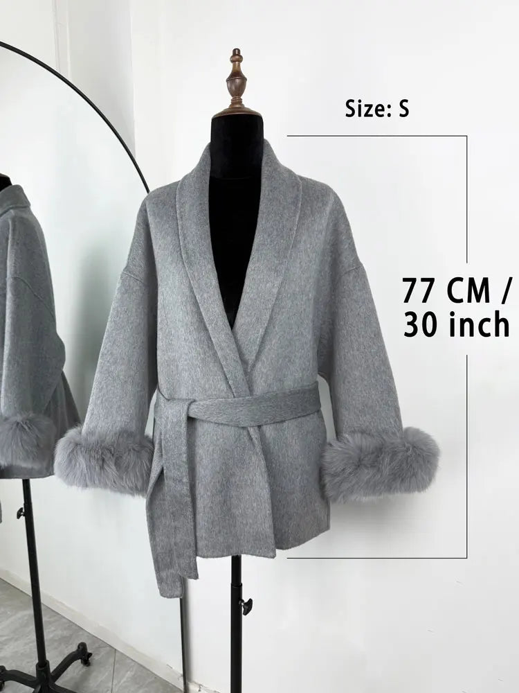 Fox Fur Trim Wool Overcoat
