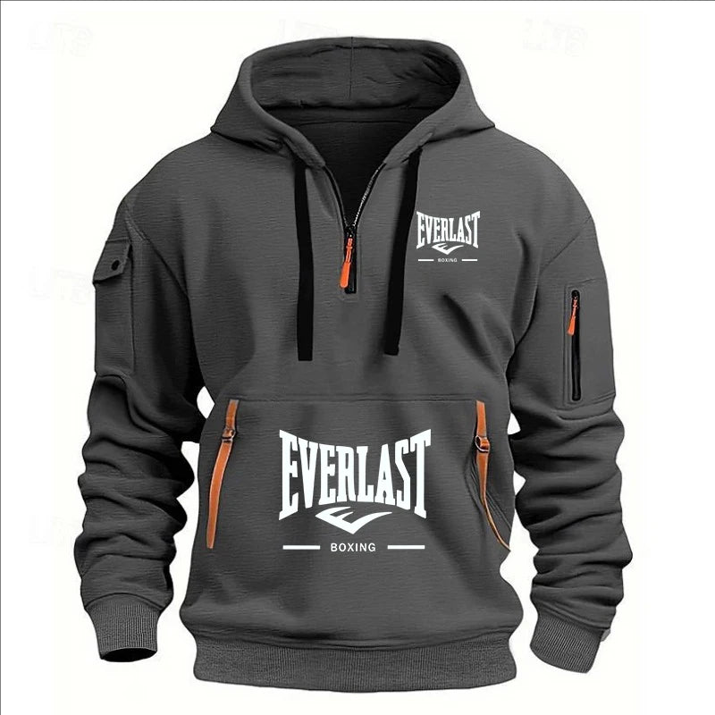 Men’s Printed Fleece Hoodie with Zipper Details