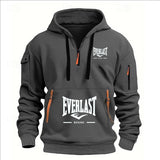 Men’s Printed Fleece Hoodie with Zipper Details