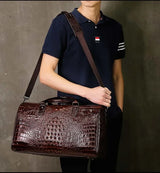2024 New Cow Genuine Alligator Leather Travel Bags Luxury Men Large Capacity Portable Male Shoulder Bags Brand Travel Duffle Bag