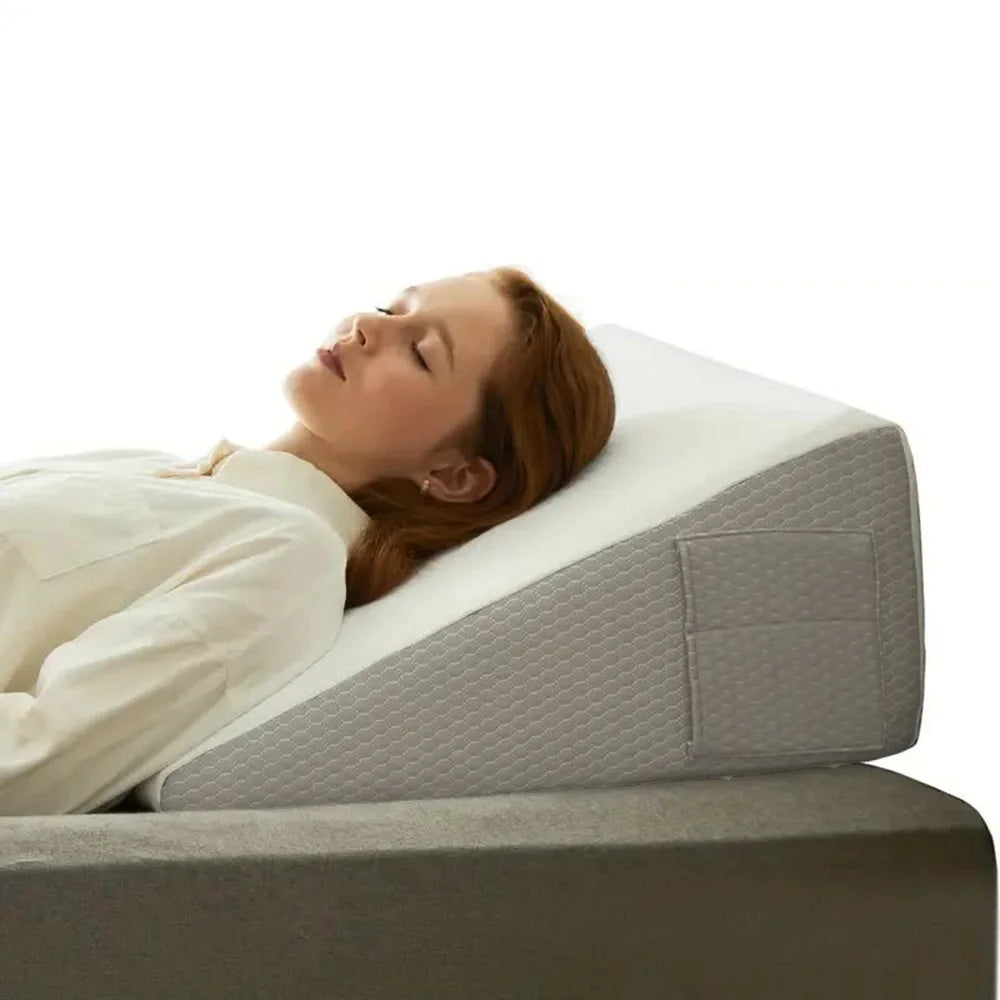 Bed Wedge Pillow for Sleeping, Soft Memory Foam Top, Triangle Pillow Wedge, Body Positioners for Leg Elevation, Snoring Relief