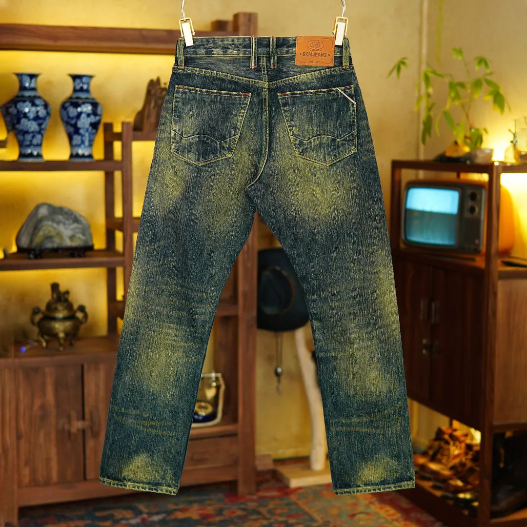 19oz Selvedge Denim Straight-Leg Jeans for Men | Emerald