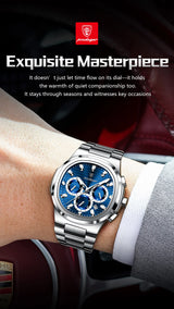 POEDAGAR Business Male Clock Date Chronograph Waterproof Luminous Luxury Men Watch Stainless Steel Quartz Fashion Men's Watches