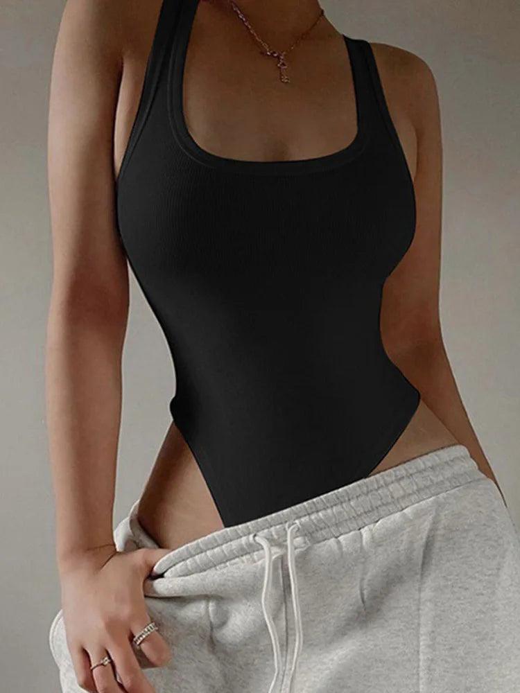 Women's Sleeveless Off-Shoulder Halter Knit Bodysuit