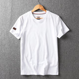 Summer New American Retro Short-sleeved O-neck Solid Color T-shirt Men's Fashion Simple 100% Cotton Washed Casual Sport Tops