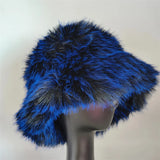 1pcs Winter Faux Fur Bucket Hat Warm Fluffy Plush colorful soft Winter hat Personality fur Fisherman Hats for women Plush hat겨